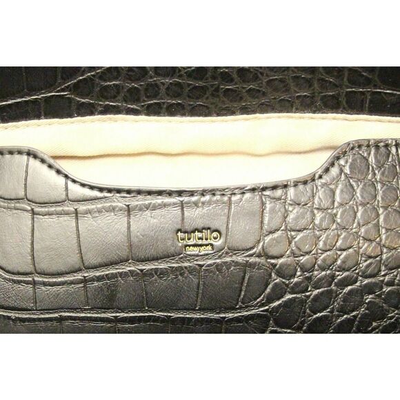 LARGE TUTILO NEW YORK CROCO VEGAN LEATHER ZIP BUSINESS TOTE SHOULDER BAG HANDBAG - Picture 10 of 10